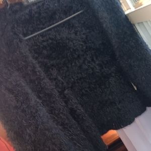 Women's Cropped Nylon Black Mid-length Sweater